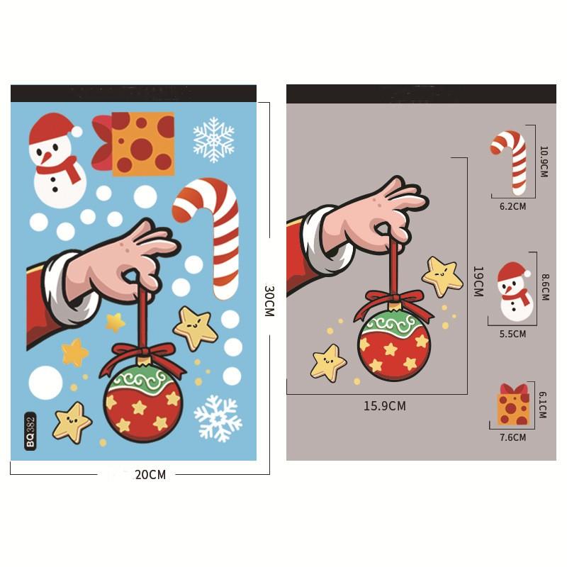 Праздничные рождественские наклейки на окна с мультяшным лосем, Санта-Клаусом и снеговиком