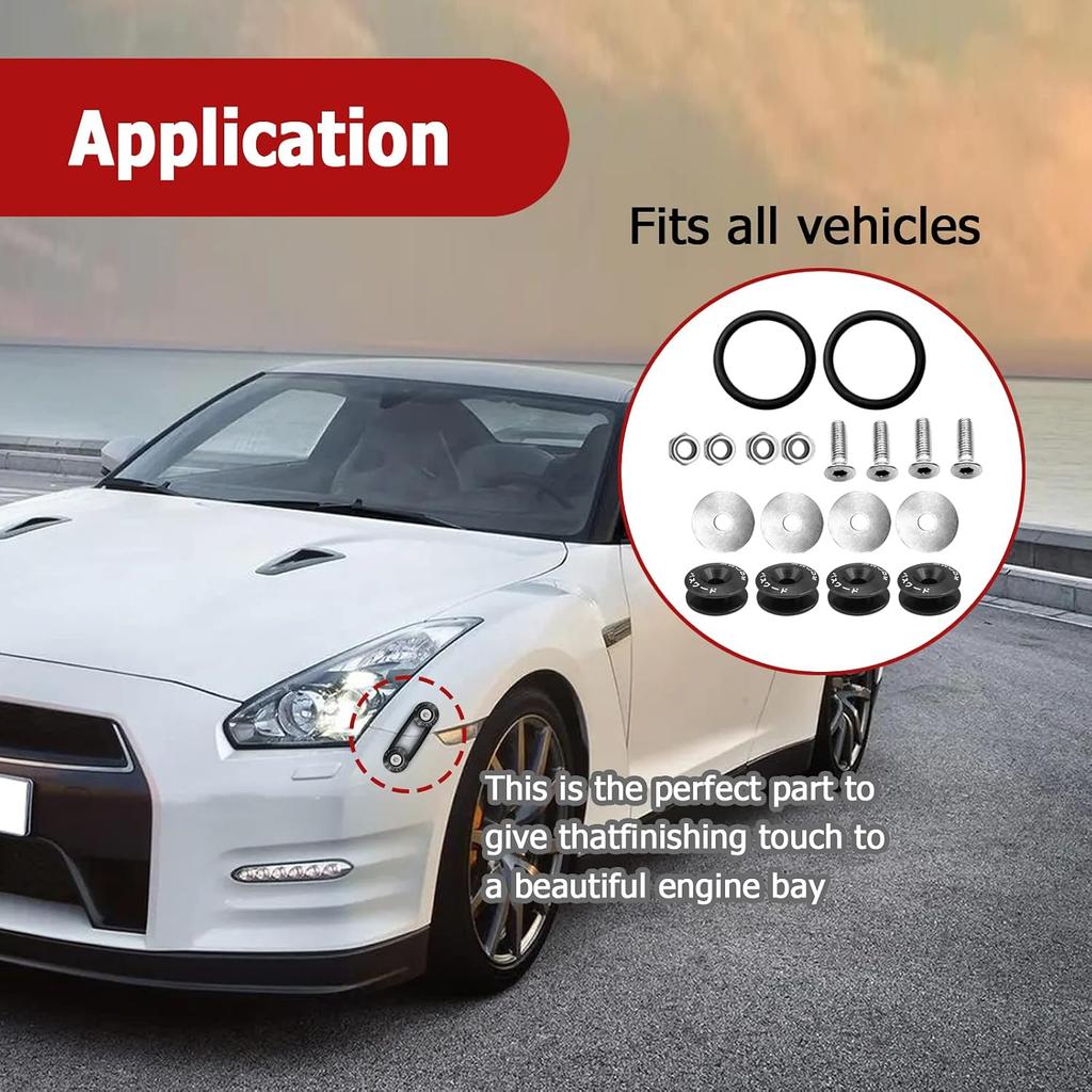 Universal Billet Bumper Trunk Quick Release Fastener Kit, Quick Release Trunk Front Rear Bumper Fasteners Fenders Holders Car Bumper Clips Kit