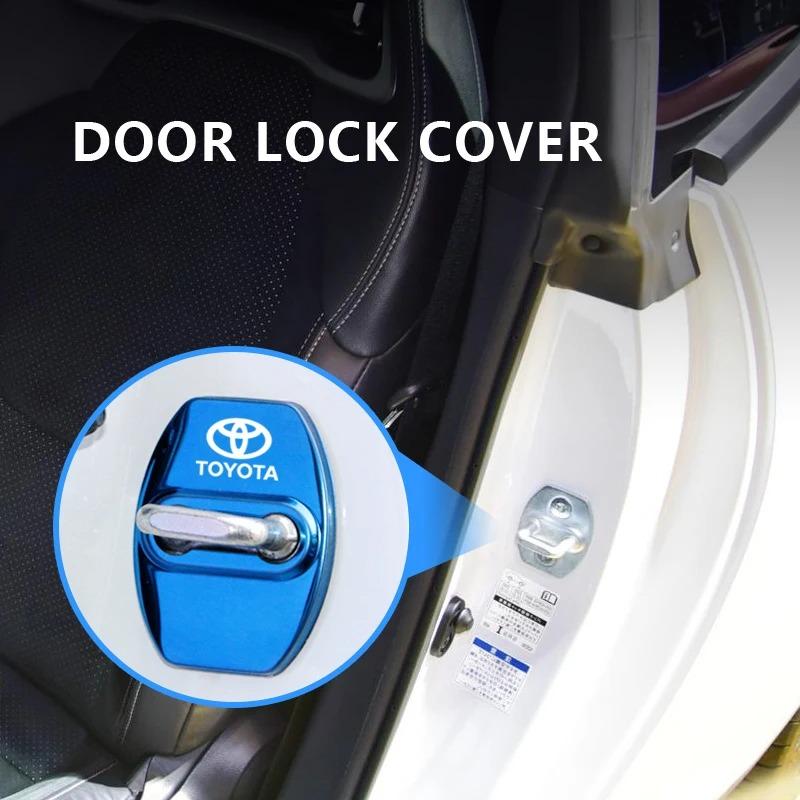 MSH3 4Pcs Car Door Lock Cover Anti Scratch Protective Buckle Caps for Toyota Yaris Hilux Prius Auris Corolla Camry RAV4 Accessories