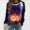 Autumn Winter Pullover Fashion Halloween Patchwork Color Clothing Casual 3D Printed Round Neck Long Sleeve Hoodie Women