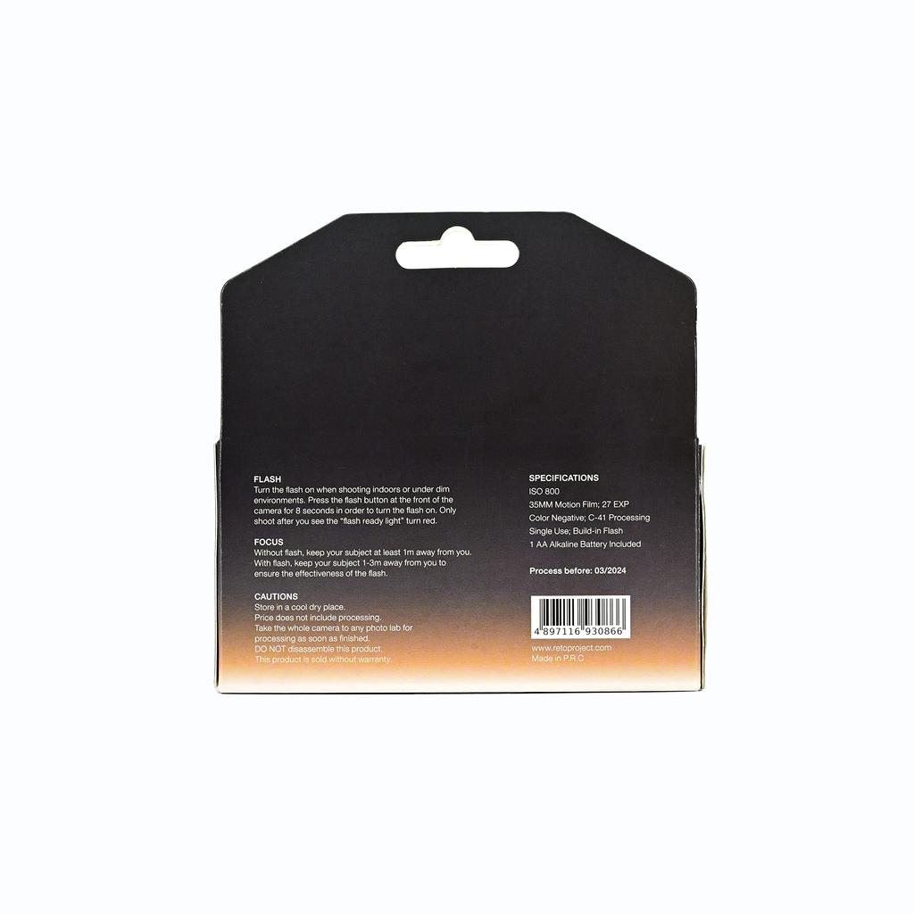 RETO Amber Tungsten 35 мм одноразовая пленочная камера цветной негативный фокус легко утилизируется и 27EXP, ISO800, пленка, бесплатно, использование, встроенная вспышка, (фильм