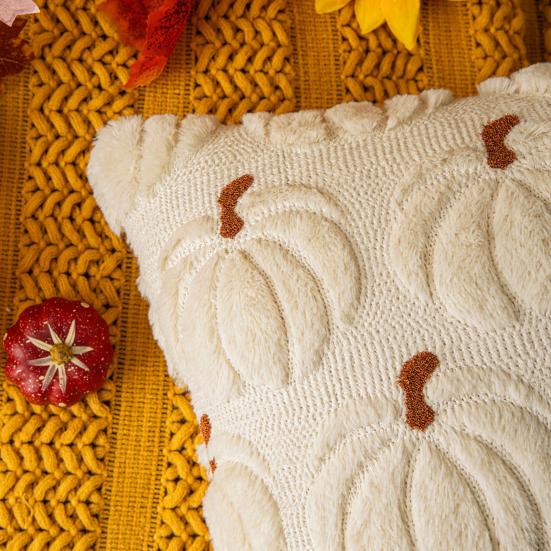 Decorative Pillow Case Embroidery Maple Leaves Pumpkin Pattern Pillow Cover Removable Easy To Clean Washable Throw Pillow Case