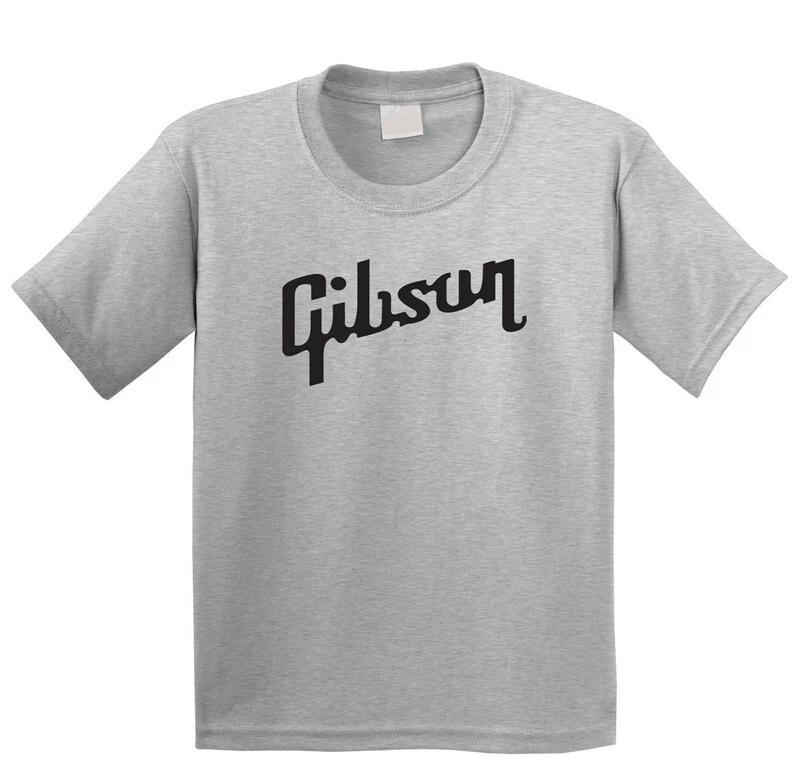 Gibson Logo (Guitar) Cool Gray Stylish Unisex Large T-Shirt