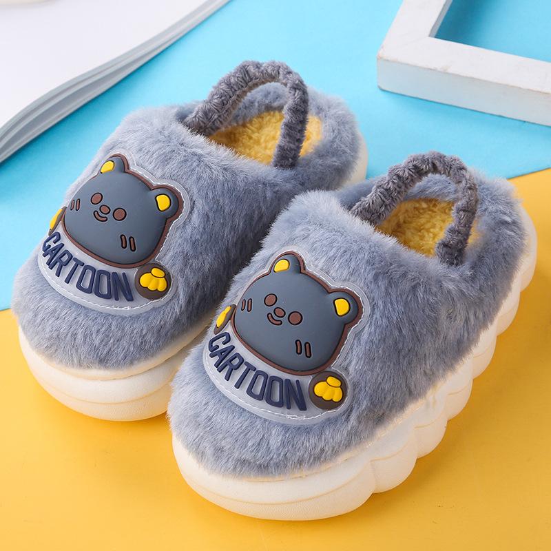 Pantuflas Мультяшные детские хлопковые тапочки зимние новые плюшевые домашние тапочки для мальчиков нескользящие хлопковые тапочки для девочек детская обувь zapatos niña