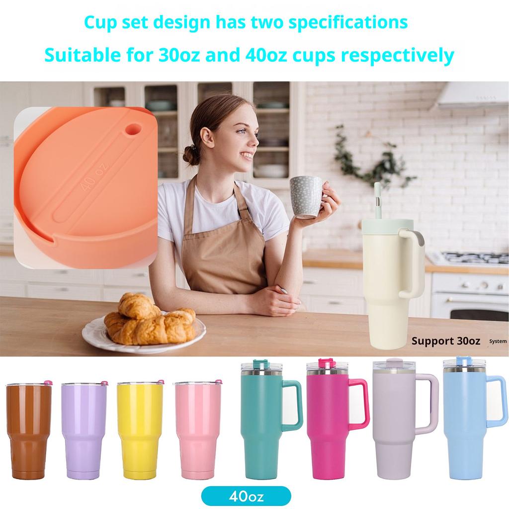 Silicone Cap Seal Water Bottle Cap Accessories, Available In Four Colors, With Built In Straw Cap 40 Oz Cup Lid