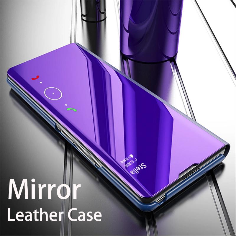 Умный зеркальный противоударный чехол для телефона для Samsung Huawei Honor Xiaomi Redmi iPhone OnePlus Магнитный флип-чехол из искусственной кожи