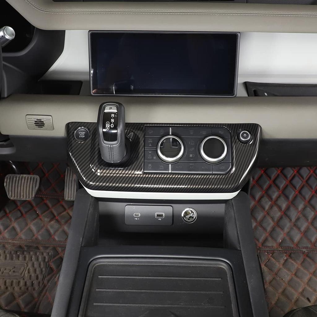 PIUGILH Car Center Control Panel Frame Cover & Air Conditioning Switch Panel Inner Trim Accessories for Land Rover Defender 110 2020 2021 2022 2023