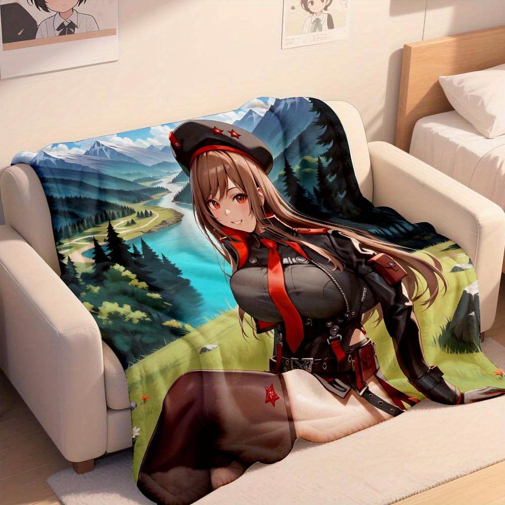 Anime-style character pattern blanket suitable for travel sofa bed home decoration ideal holiday gift suitable for all seasons