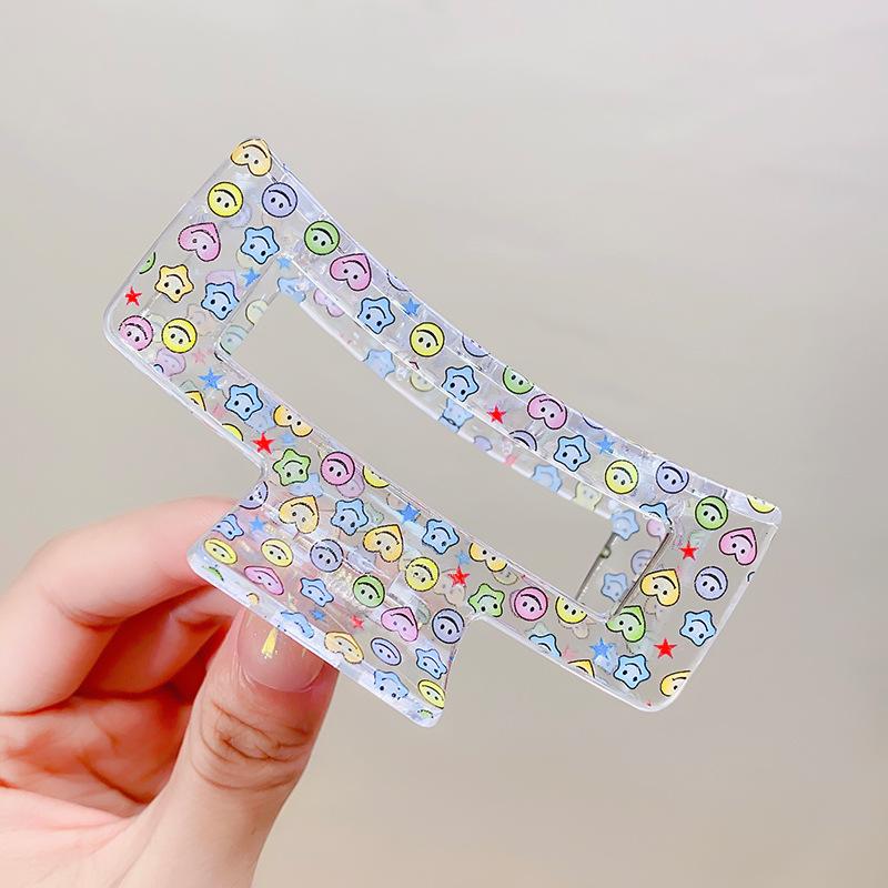 Новый женский принт с цветочным принтом, коготь для волос, прочный красочный пластиковый зажим для волос, большие размеры, зажимы для волос, шпилька в виде краба, аксессуары для волос, подарок для девочки