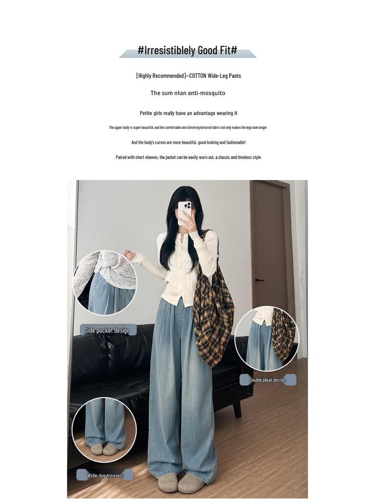 White Yamamoto Women's 2025 Retro High-Waisted Straight Wide-Leg Jeans for Spring/Summer