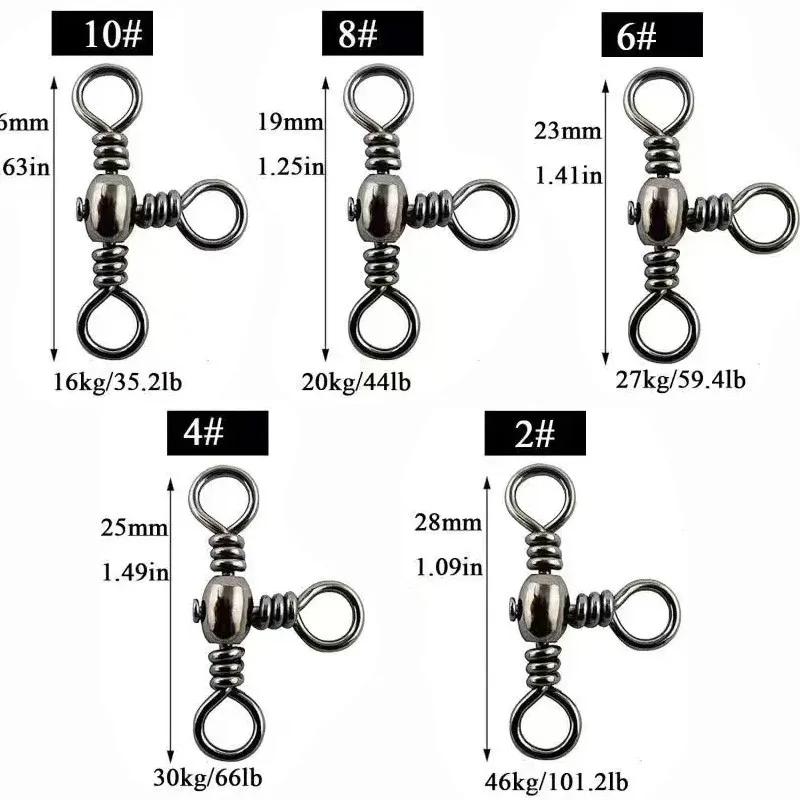 50PCS/Bag  Black Nickel Plating Three-Prong Connector T-Swivel Sub-Line Splitter Outdoor Fishing Bazi Ring Fishing Accessories