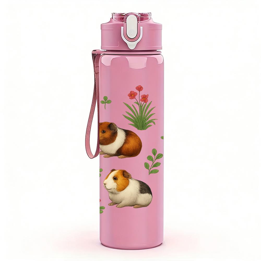 1PC Multiple Cute Hamster Group 750ml Color Plastic Sports Water Bottle Leakproof Flip Straw Lid For Sports Office Home Use