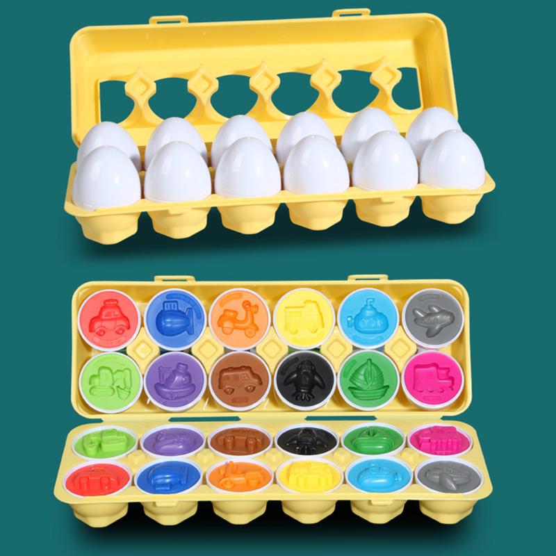 12 Matching Eggs Montessori Sensory Baby Toys Easter Eggs Chicken Colors Shapes Sorter Learning Educational Toy For Kids Gifts