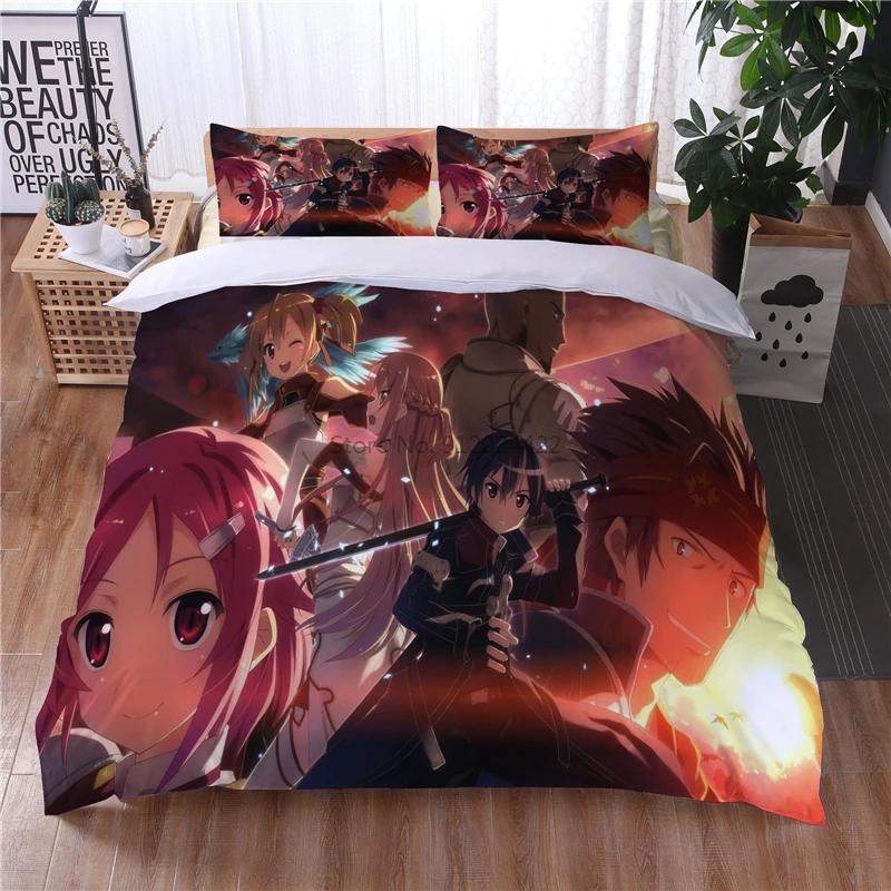 Мультфильм Sword Art Online 3D комплект постельного белья с принтом пододеяльник наволочка постельное белье Twin Full Queen King для взрослых и детей постельное белье