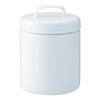 Nichi Nichi Dougu Enamel Round Storage Container with Inner Lid, Made In Japan, White, Large