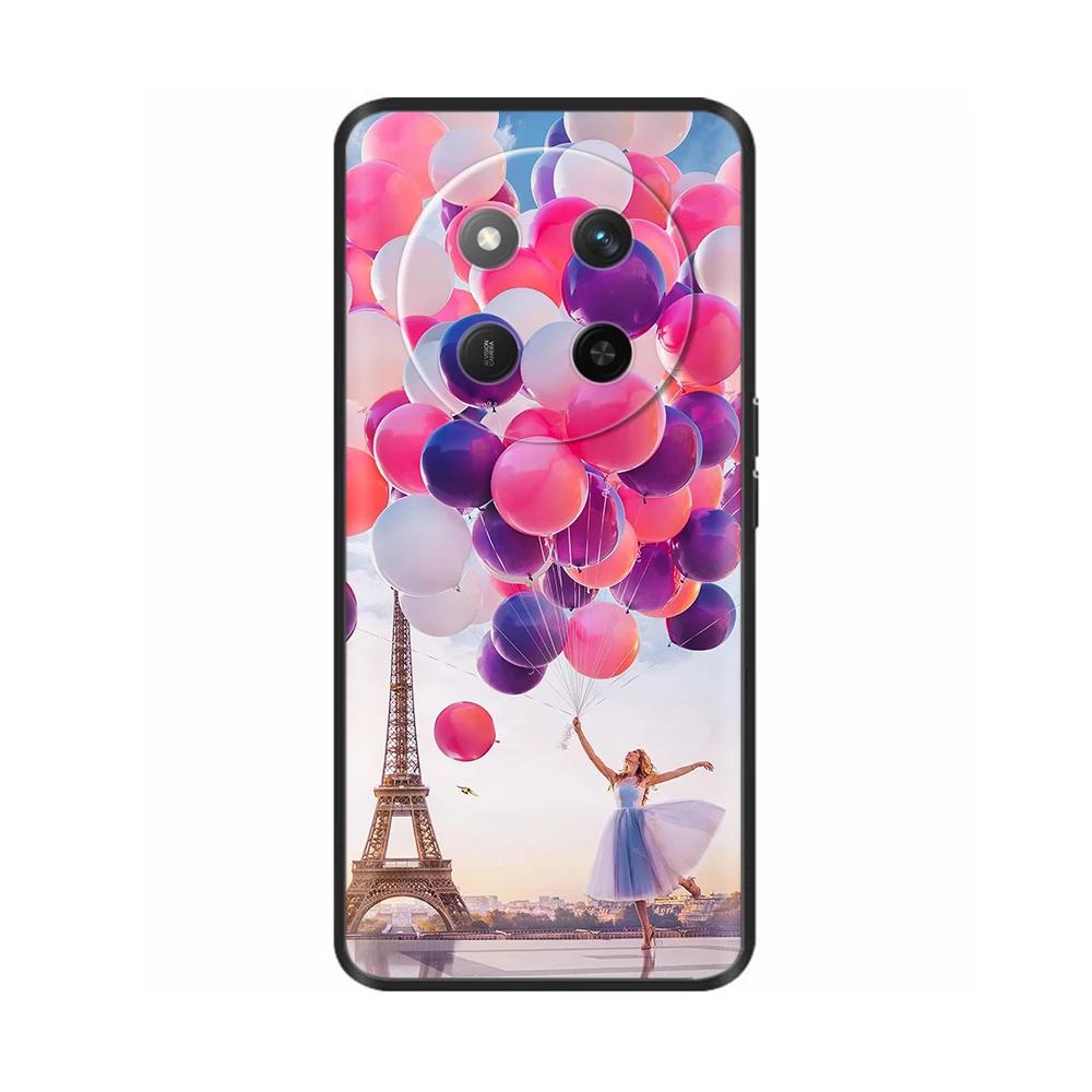 Чехол для Honor X60 5G Черный Силиконовый Мягкий Роскошный Задняя Крышка Телефона для Huawei Honor X60 Pro Расписной Ударопрочный Корпус Чехлы Para