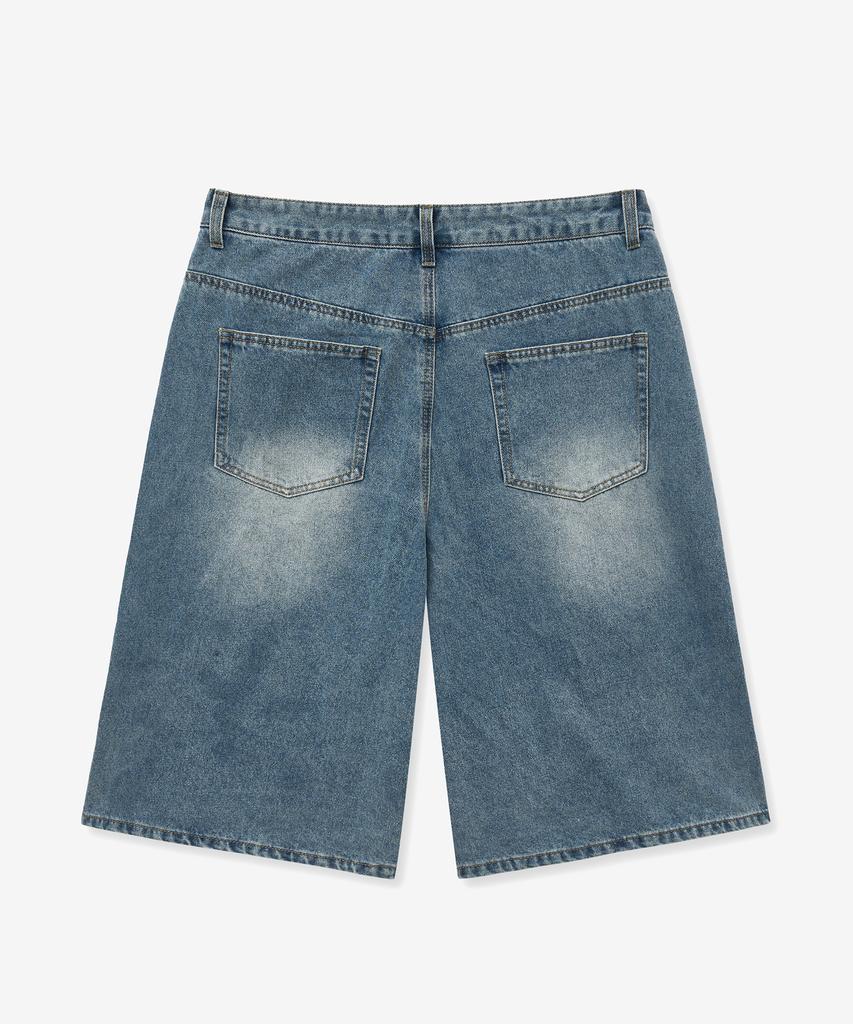 BLOND9 Vintage Washed Bermuda Denim Pants [Vintage Blue]