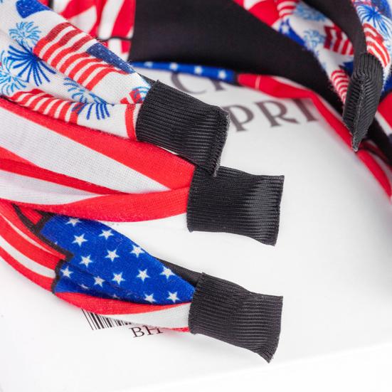 Повязка на голову с американским флагом для женщин и девочек, красная, белая, синяя, эластичная, с противоскользящим узлом, с дизайном, головной убор патриотический 4-й