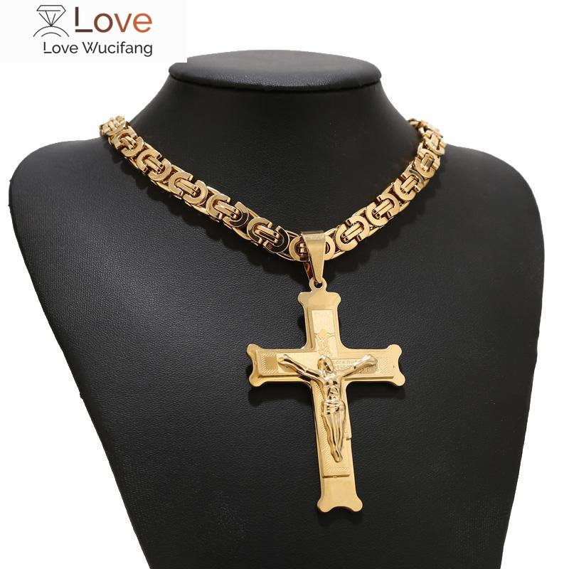 Нержавеющая сталь модный распятие Иисус 47 * 74 мм крест ожерелье подвески ожерелья 24 ''для мужчин подарки ювелирные изделия фурнитура