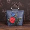 Retro Large Capacity Luxury Handbags Women Bags Designer Genuine Leather Casual Tote Rose Shoulder Bags