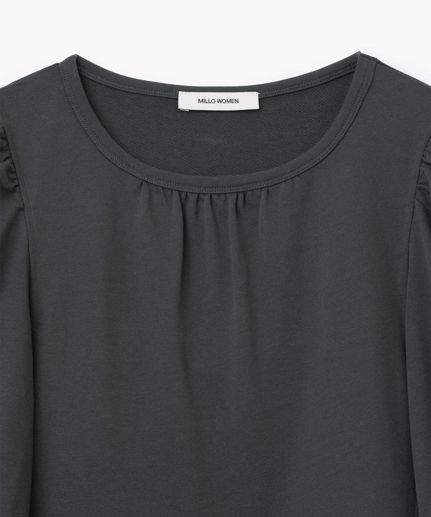Milo Woman Puff Sleeve Jersey Dress [Deep Charcoal]