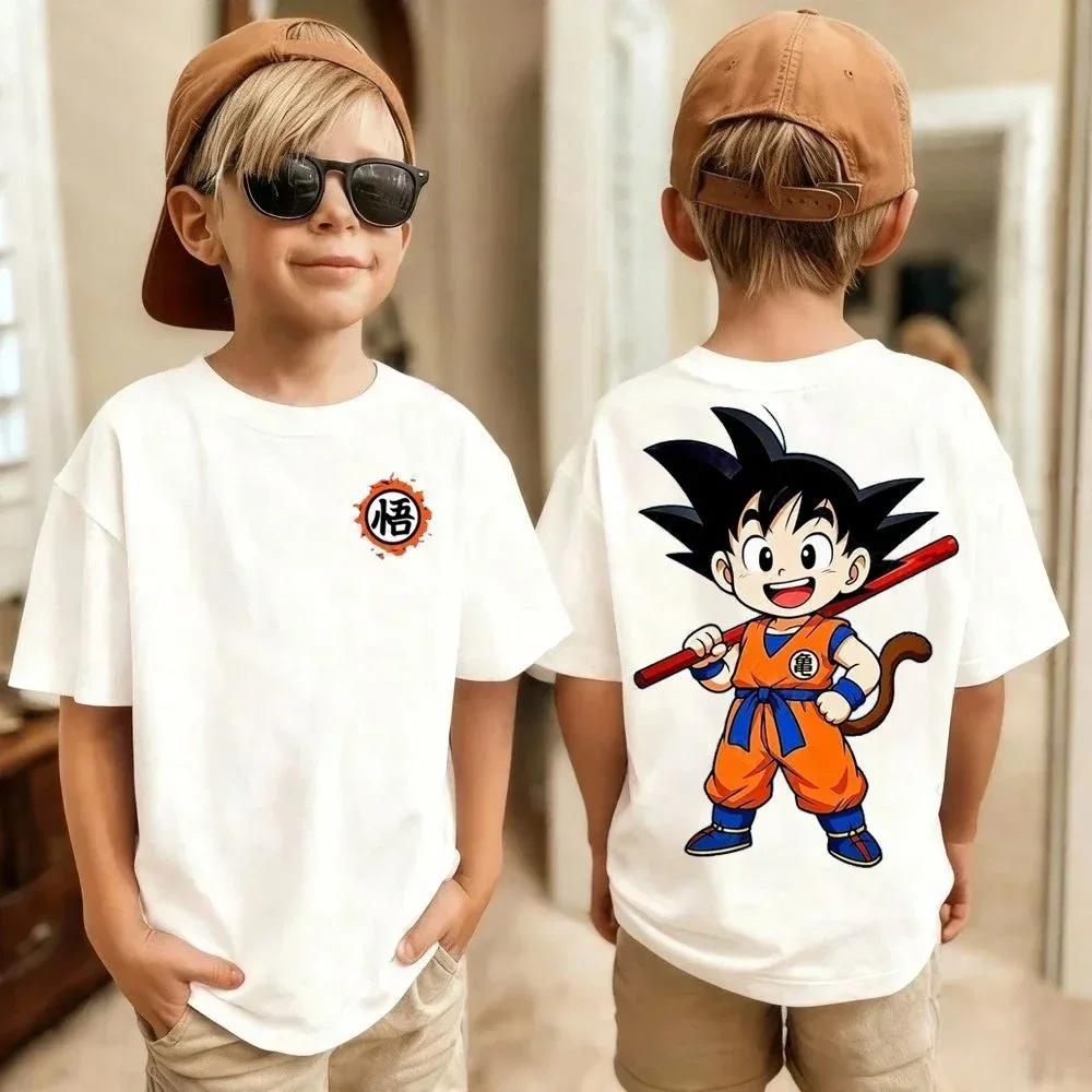 2026 Summer Dragon Ball Print Kid Goku Graphic Cotton T-Shirt, Boys Girls Harajuku Streetwear Anime Children Short Sleeve Tee