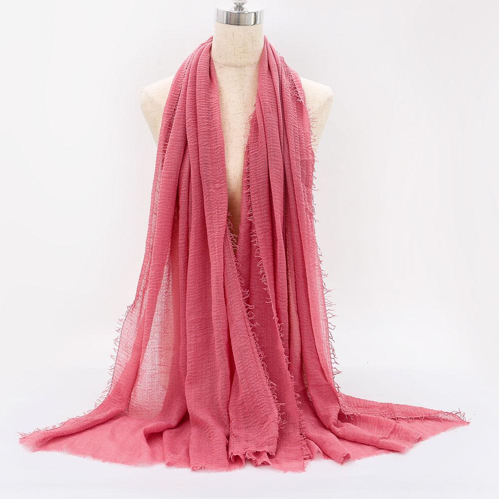 Big Size Crinkle Cotton Hijab Scarf Women Turban Muslim Shawl Plain Bandana Breathable Women's Shawls Foulard Hijab Hood Ramadan