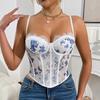 Элегантный корсет «рыбий скелет»: Кружевной топ-камезоль в европейском и американском стиле с пряжкой