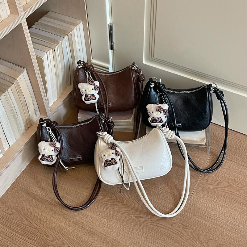 Simple retro niche underarm bag femininity women's versatile crescent bag daily work commute messenger bag