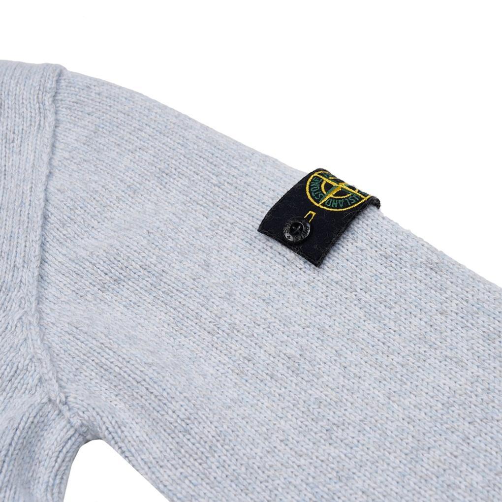 STONE ISLAND Свитер Логотип Значок V-образный вырез Однобортный Длинный рукав Детские свитеры Синий 7916519Z6-V0093