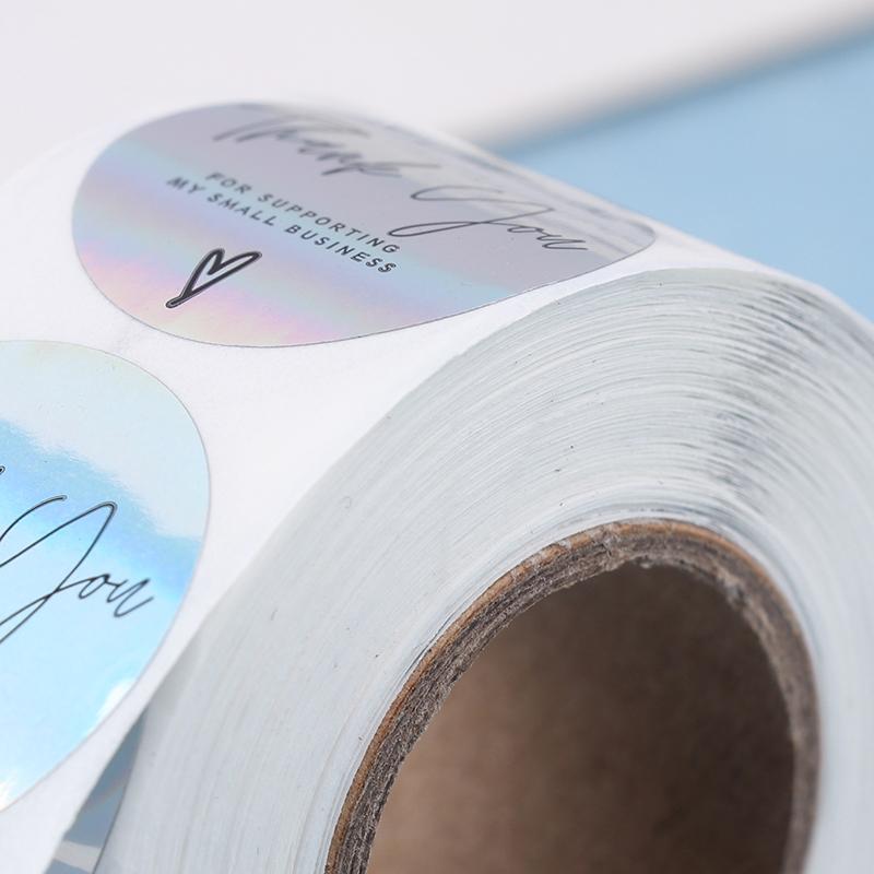 500 шт./рулон радужных лазерных благодарственных наклеек для малого бизнеса, самоклеящиеся этикетки для бутиков, упаковочные принадлежности