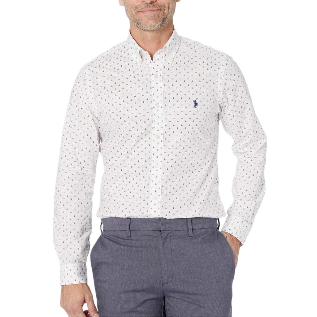 Ralph Lauren Однобортная рубашка в горошек с длинным рукавом Мужские рубашки 710795269-004