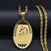 Muslim Islamic Quran Allah Stainless Steel Necklace for Men Gold Color Arabic Islam Chain Necklace Jewelry