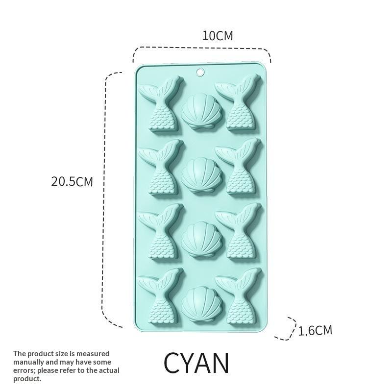 Marine Theme Fondant Silicone Mold,Seashell,Mermaid Tail,DIY Handmade Baking Tools For Mermaid Theme Cake Decoration