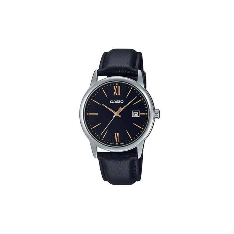 Casio Серия STANDARD простой сложный маленький круглый часы древний деловой повседневный мода кварцевый механизм кожаный ремешок японский и корейский MTP-V002L-1B3