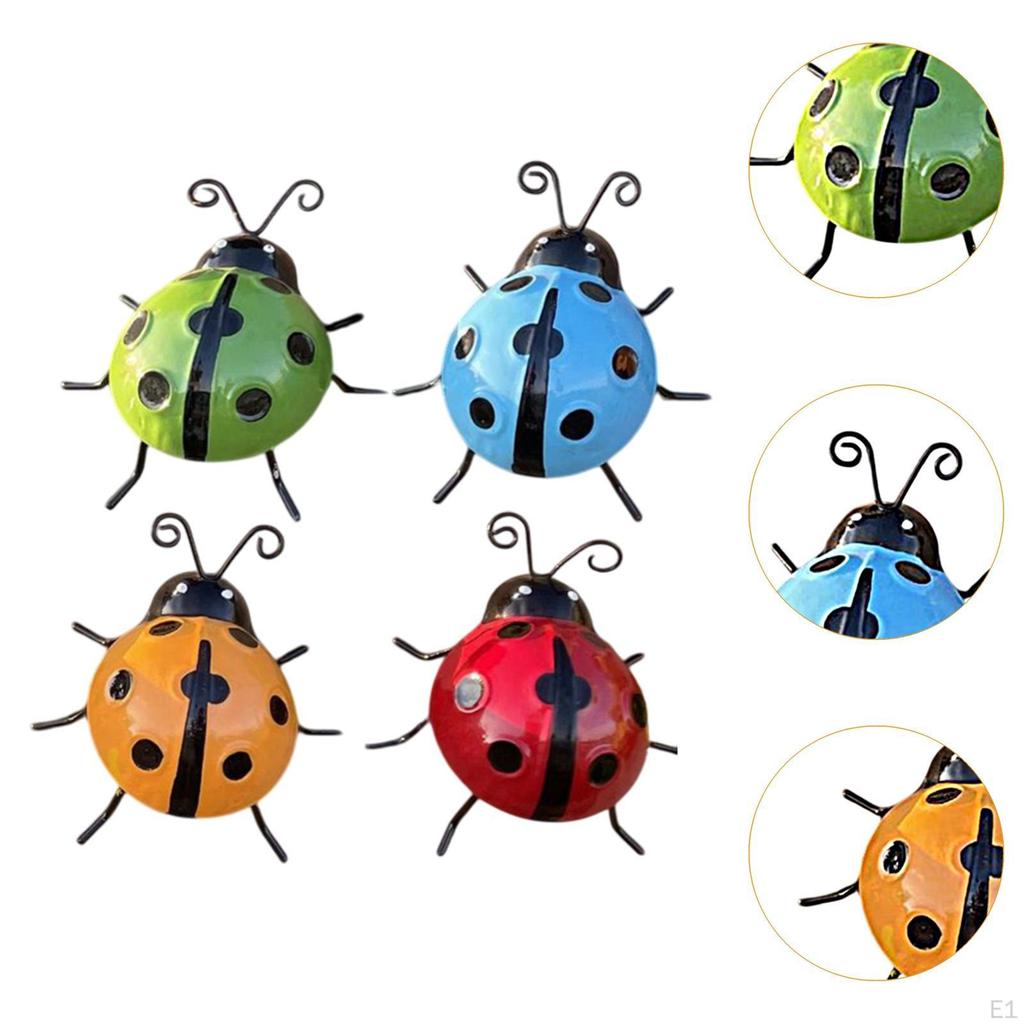 4x Garden Ladybug Wall Ornaments Sculptures Crafts Collectible Artwork Hanging Decor Art