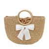 Simple and Versatile Portable Semi-round Straw Woven Bag, New Large-capacity Woven Bag, Holiday Wind Beach Bag, Hand Carry Vegetable Basket