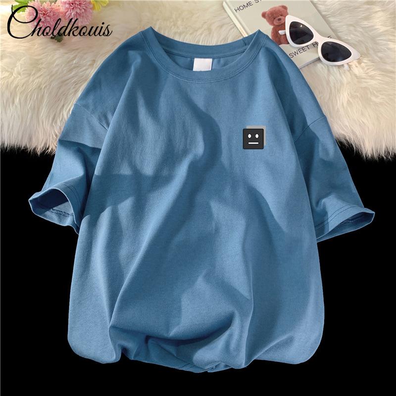 Мужская футболка с коротким рукавом Новая Свободная Повседневная Корейская Модная Одежда Мужская С Принтом Круглый Вырез Узор Модная