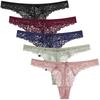 HINICE Lingerie Sexy Lingerie Lucky Sexy Bikini 5 Women's All-Lace T-Back Panties, Panties, Non-Pinch, Butt-Lengthening, Low-Waist Underwear, 5-Piece