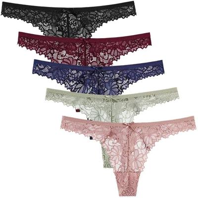 HINICE Lingerie Сексуальное белье Счастливое Сексуальное Бикини 5 Женские Кружевные Стринги, Трусики, Не сдавливающие, Подчеркивающие ягодицы, Нижнее белье с низкой посадкой, 5 штук
