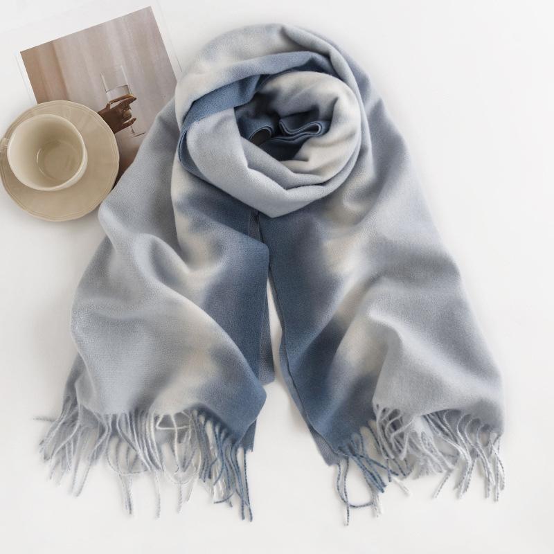 Gradient Scarf for Women with A High-end Feel New Autumn and Winter Shawl Imitation Cashmere Warm Scarf