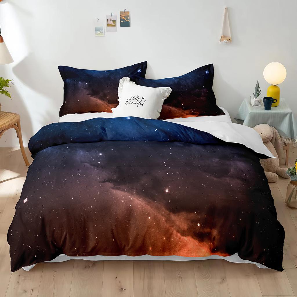 Комплект пододеяльников из полиэстера со звездным небом King Size, белая звезда, красочная галактика, звездное пространство, туманность, абстрактный космос для мальчиков и девочек