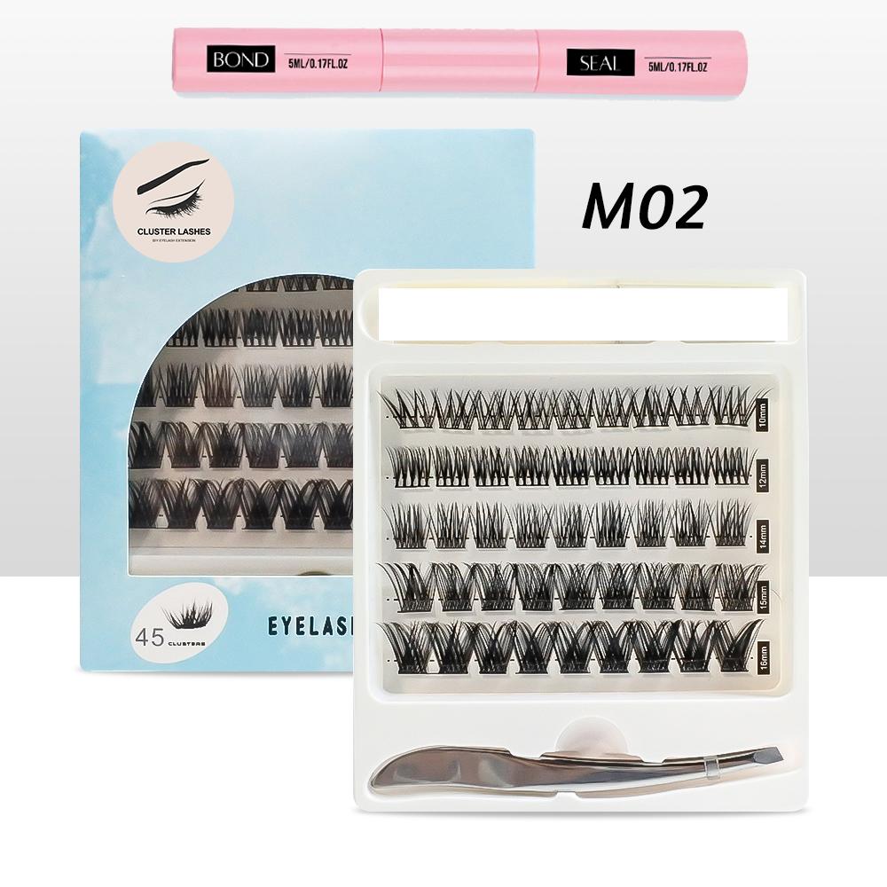 3-Fold Cluster Lash Kit 830Pcs Individual Lashes 30D-100D Wispy Thick Natural DIY Eyelash Extensions Glue Remover Tweezer Set