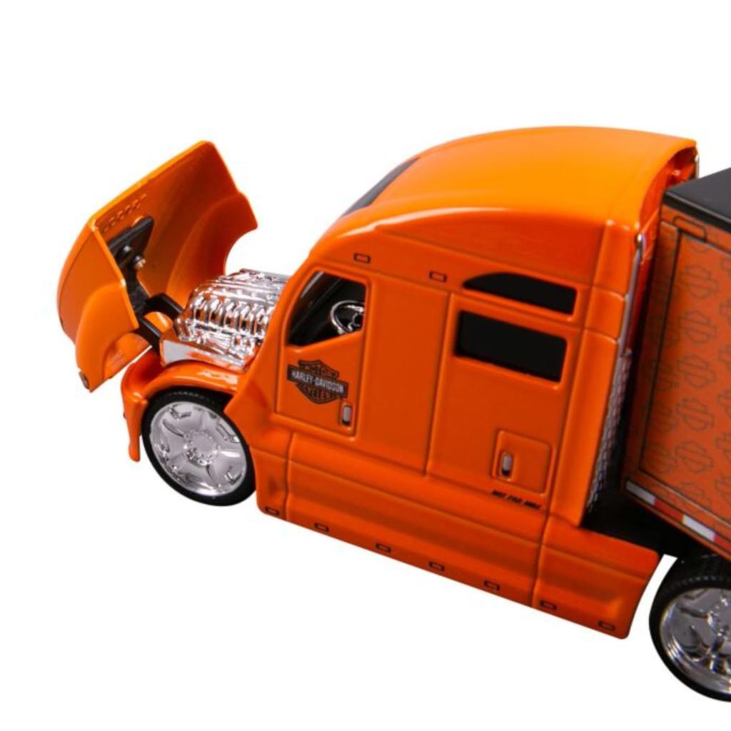 Maisto Scale Trailer Truck Custom Diecast Model Car 1/64 Harley-Davidson / (11516 (ORANGE))