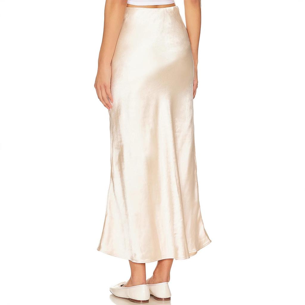 Женская Новая Атласная Бюстье Юбка Макси с Эластичной Талией и Разрезом Сексуальная Комбинированная Юбка-Карандаш Женская