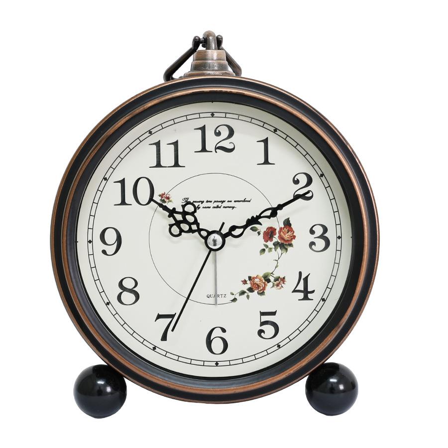 Retro Alarm Clock Metal Silent Table Desk Clock Non Ticking Quartz Movement Bedside Clock for Bedroom