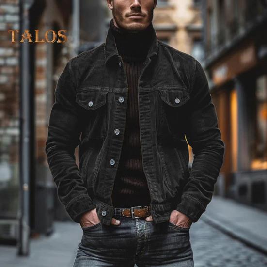 Мужское весенне-осеннее пальто из вельвета с отложным воротником, свободная верхняя одежда, однобортное свободное пальто с длинным рукавом на пуговицах для свиданий, повседневной носки, школы