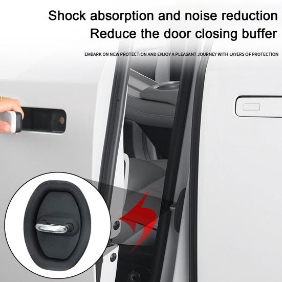 4Pcs Silicone Car Door Latch Protective Cover Universal Shock Absorption Door Lock Cover Anti-Rust Door Lock Shield for Vehicle Lock Cylinder