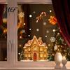 Winter Wonderland Ornaments Christmas Window Cling, Santa/Snowman/House/ Tree Patterns Print, Waterproof Snowman Decorations PVC