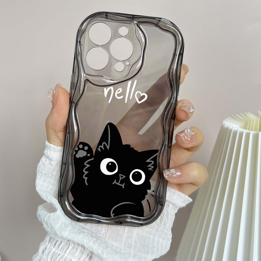 LZ11 Cat Cute Art Design Clear Soft Wave Phone Cases for iPhone 15 13 Pro Max 12 Mini 14 8 Plus XS Max XR 6 Protection Back Cover